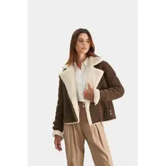 Velez - Vélez Casacas Aviator Cuero Ovino Y Lana Mujer Nobuck Café