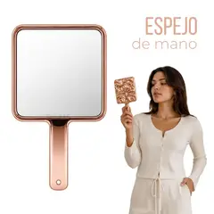 OEM - Espejo De Mano Rose Gold Con Mango Diseño Cuadrado