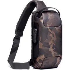 MAKEWAY - - Morral mochila cruzada Hombre cuero PU