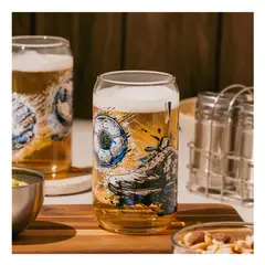 CRISTAR - VASO DE VIDRIO ESTILO LATA MUNDIAL DE 16 OZ X 6 UNIDADES