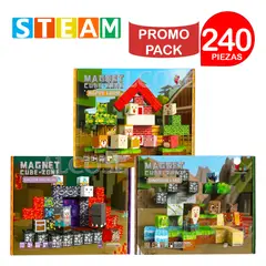STM - Cubos magnéticos 3D didácticos STEAM PROMO PACK 240 piezas