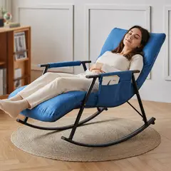 GENERICO - Sillon mecedora Reclinable silla Turbona para Terraza azul