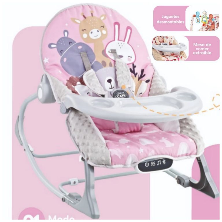 Silla Mecedora con Meza Vibradora Soporta 20kg + Bluetooth CONEJO