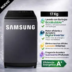 SAMSUNG - Lavadora 17 Kg WA40F17E7CPE EcoBubble Gris Grafito - Modelo Nuevo