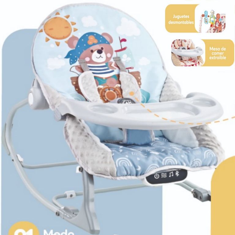 Silla Mecedora con Meza Vibradora Soporta 20kg + Bluetooth OSITO