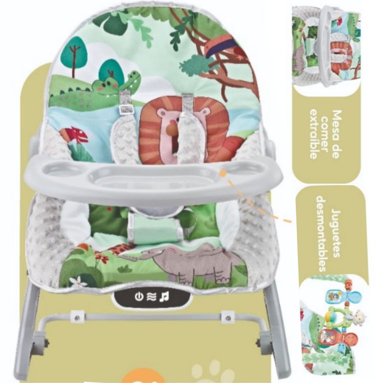 Silla Mecedora con Meza Vibradora Soporta 20kg + Bluetooth LEON
