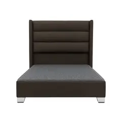 MUEBLES MACRUMO - Cama tapizada Lucio brazo recto - King 2 tarimas - Marrón