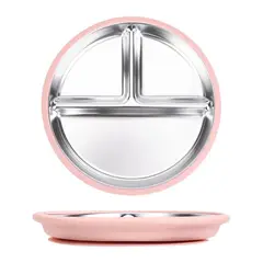 VERSATINO - Plato Evolutivo de Silicona y Acero Inoxidable - Rosa claro