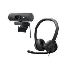 LOGITECH - Combo Cámara Web Brio 500 + Audifono Usb H390 Negro