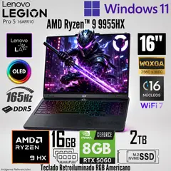 LENOVO - Laptop Legion Pro 5 16AFR10 AMD Ryzen 9 9955HX 16GB RAM 2TB RTX 5060-8GB 16 OLED 83F20027US