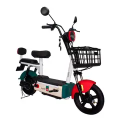 JEFF BIKE - BICIMOTO MODELO CITY COLOR ROJO-VERDE 40KM AUTONOMIA 35KMH VEL.MAX CON BATERIA DE GRAFENO EXTRAÌBLE
