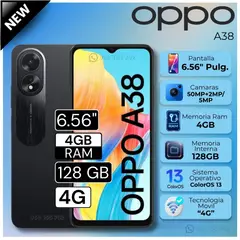 OPPO - Celular A38 6.56" Pulg. 4GB RAM 128GB ColorOS 13.1 - Negro