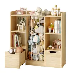 DIBA MUEBLES - Organizador de Juguetes Infantil Montessori con Contenedor de Peluches Blanco Damira
