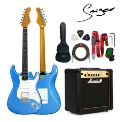 Marshall - Pack Completo de Guitarra Eléctrica Smiger L G1M H Azul Eléctrico y Amplificador MG15