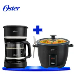 OSTER - Olla Arrocera de 1.8 L DiamondForce CKSTRCB10DFBLK + Cafetera Programable de 12 Tazas