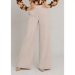MARWAL - Pantalón Palazzo Helena , by , Color Beige , Palazzo , Cintura Espalda Elasticada.