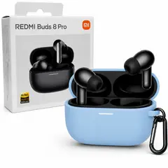XIAOMI - Audífonos Redmi Buds 8 Pro negro y funda de Silicona azul claro