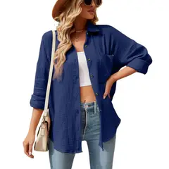 TIOZONEY - Camisa de mujer con cuello en V