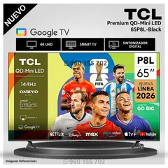 TCL - Televisor 65 Premium QD-Mini LED Google TV 65P8L Modelo NUEVO