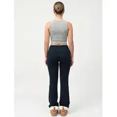 GENERICO - Pantalón Flare Acampanado de Algodón Color Negro para Mujer