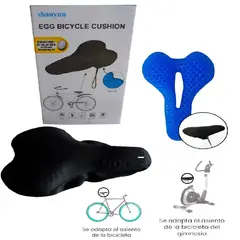 GENERICO - Asiento Cojín Gel para Bicicleta + Funda Protectora Color Negro