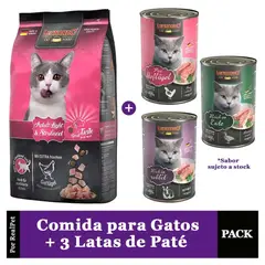 CAT FOOD LEONARDO - Comida Gato Adulto esterilizado Leonardo 7.5 kg + 3 Patés 400 gr