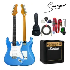 Marshall - Pack Completo de Guitarra Eléctrica Smiger L G1M H Azul Eléctrico y Amplificador MG10