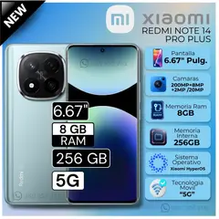XIAOMI - Celular Redmi Note 14 Pro Plus 6.67" Pulg. 8GB RAM 256GB HyperOS - Azul Escarcha
