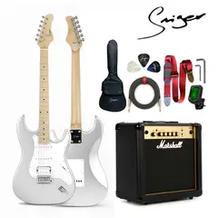 Marshall - Pack Completo de Guitarra Eléctrica Smiger L G2 H Plateado y Amplificador MG15