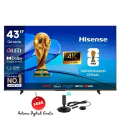 Hisense - Televisor 43 QLED 4K 43Q6QV Smart Tv + Antena Digital Gratis.
