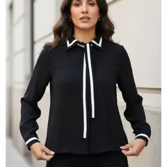 GENERICO - Blusa Elegante para Mujer Color Negro de Diseño Moderno