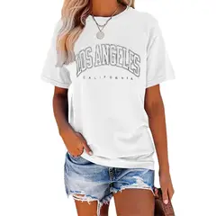 TIOZONEY - Blusa holgada estampada para mujer-Blanco