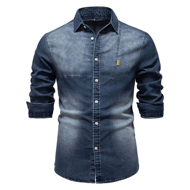 Camisa de mezclilla para hombre-Azul