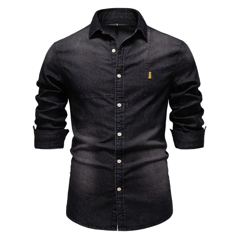 Camisa de mezclilla para hombre-Negro