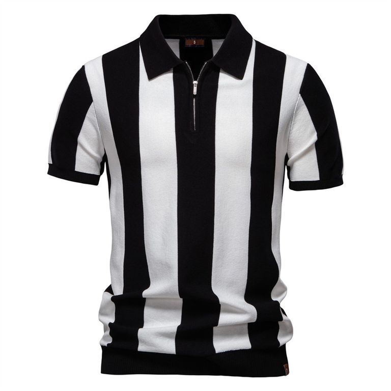 Polo a rayas para hombre-Negro