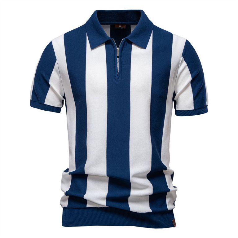 Polo a rayas para hombre-Azul