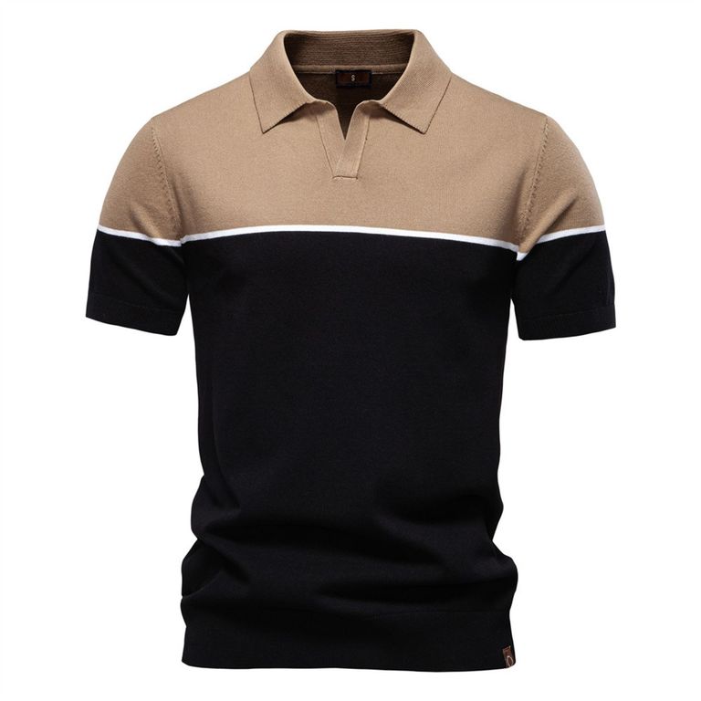 Polo bicolor para hombre-Negro