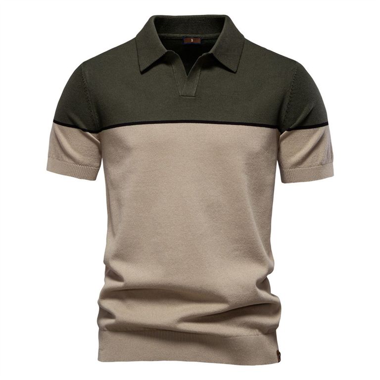 Polo bicolor para hombre-Verde