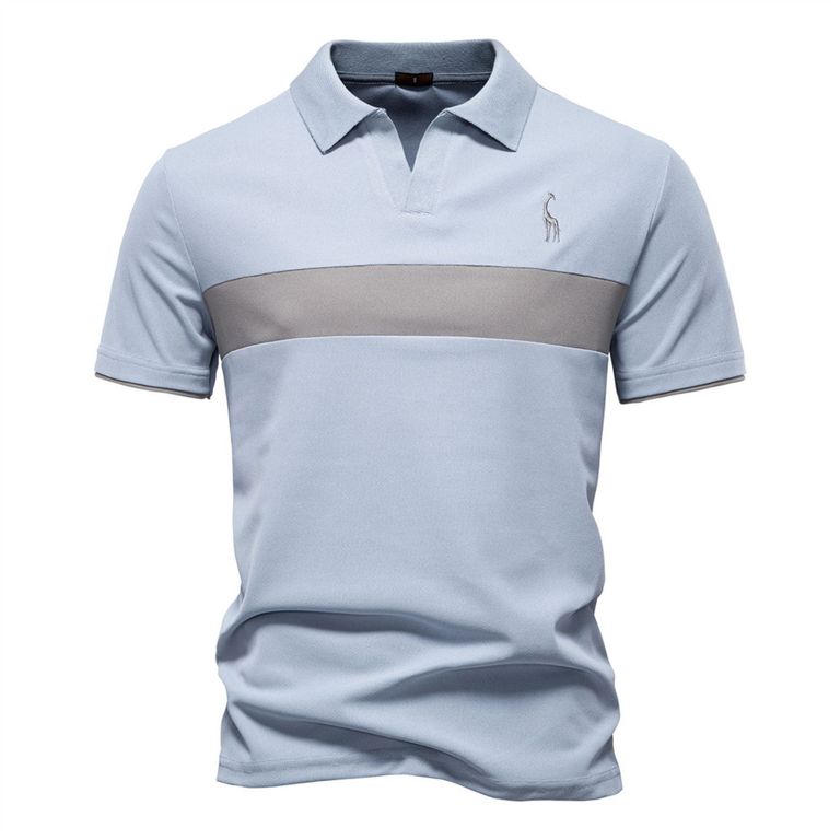 Polo de cuello en V para hombre-Azul