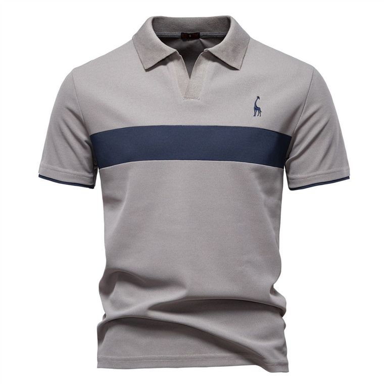 Polo de cuello en V para hombre-Gris