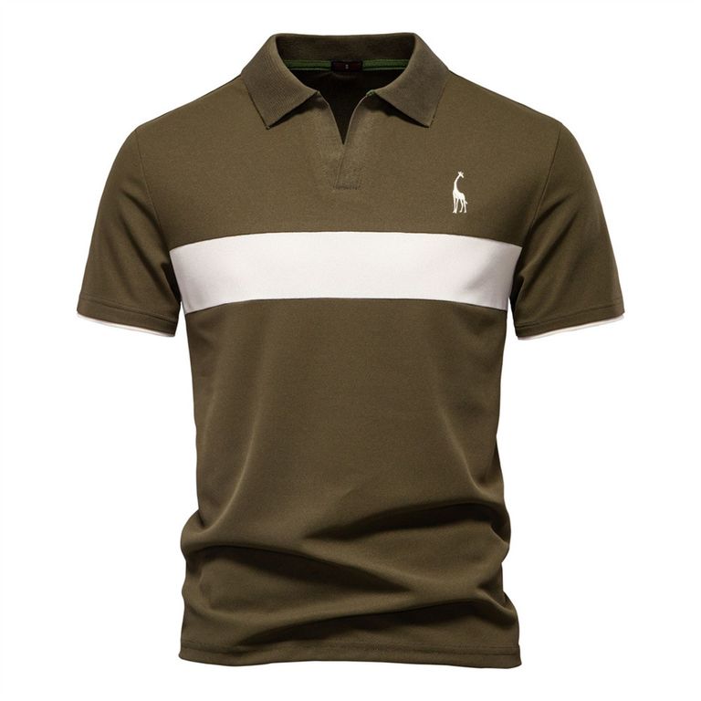 Polo de cuello en V para hombre-Verde