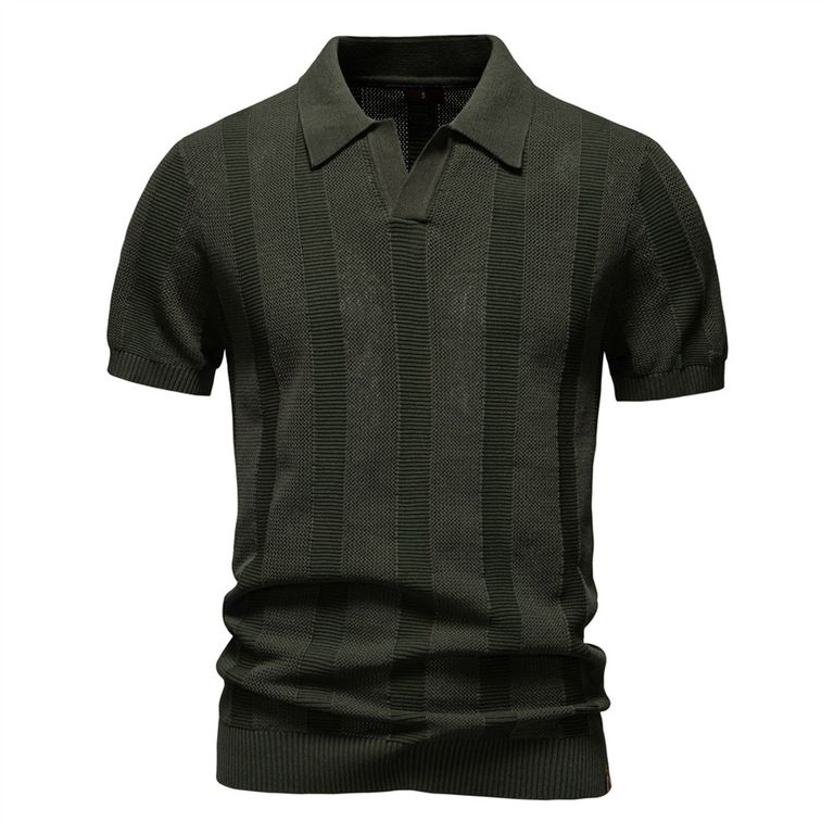 Polo a rayas para hombre-Verde