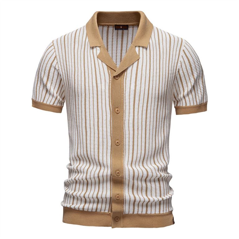 Polo a rayas para hombre-Marrón