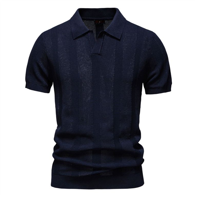 Polo a rayas para hombre-Azul