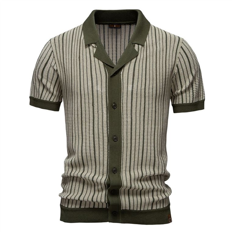 Polo a rayas para hombre-Verde