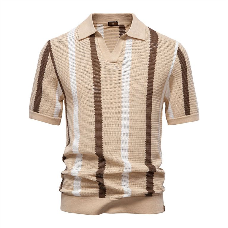 Polo a rayas para hombre-Marrón