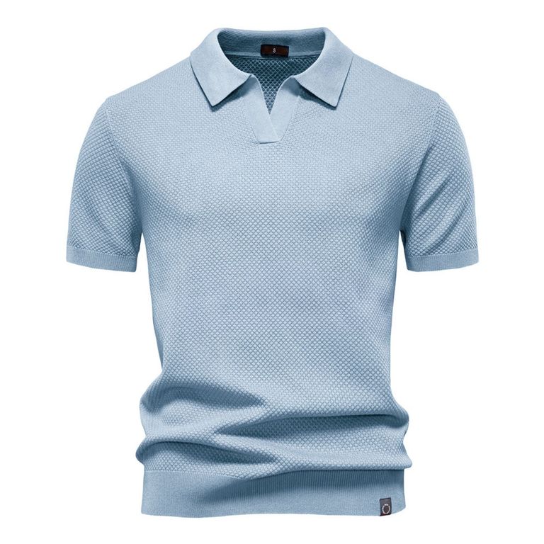 Polo de manga corta para hombre-Azul