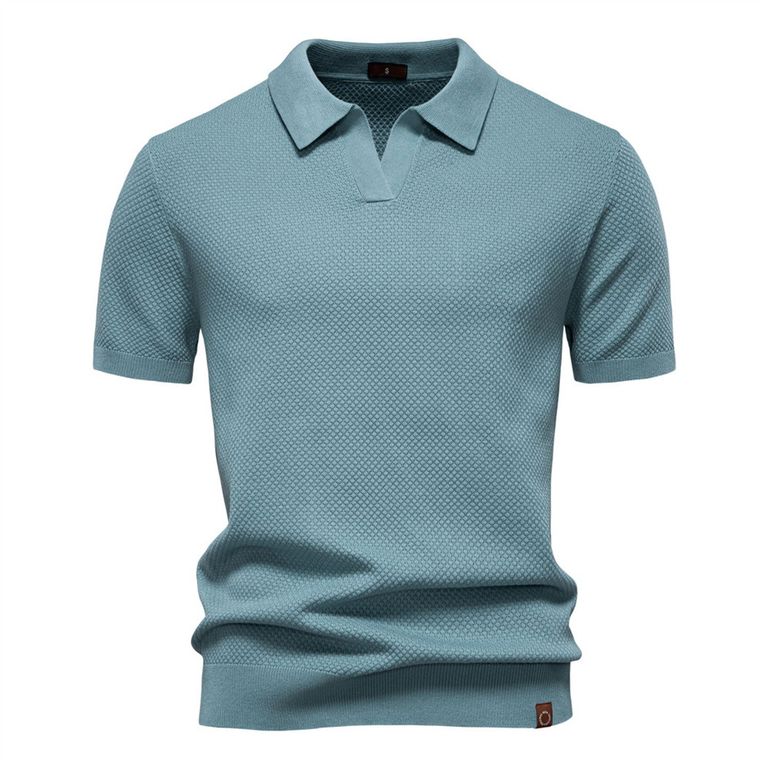 Polo de manga corta para hombre-Azul