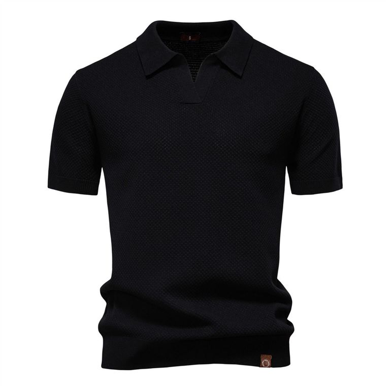 Polo de manga corta para hombre-Negro