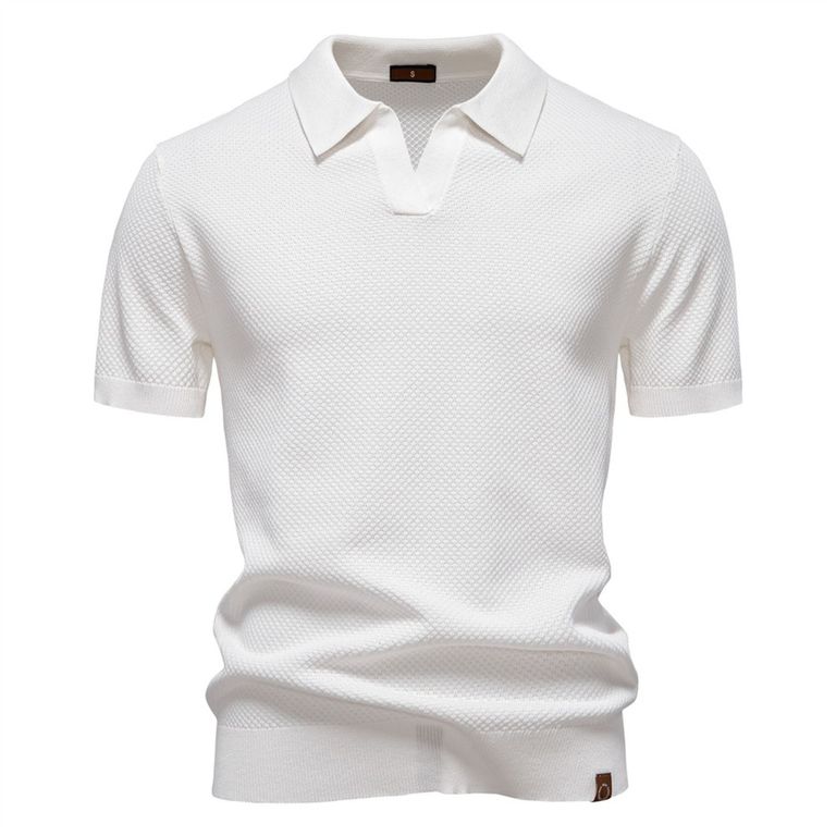 Polo de manga corta para hombre-Blanco
